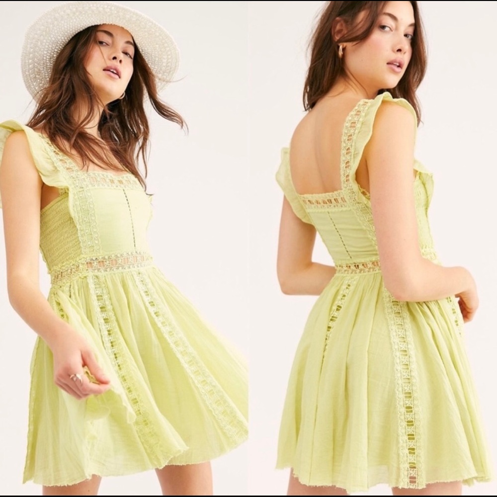 Free People One Verona Lime Ruffle Dress